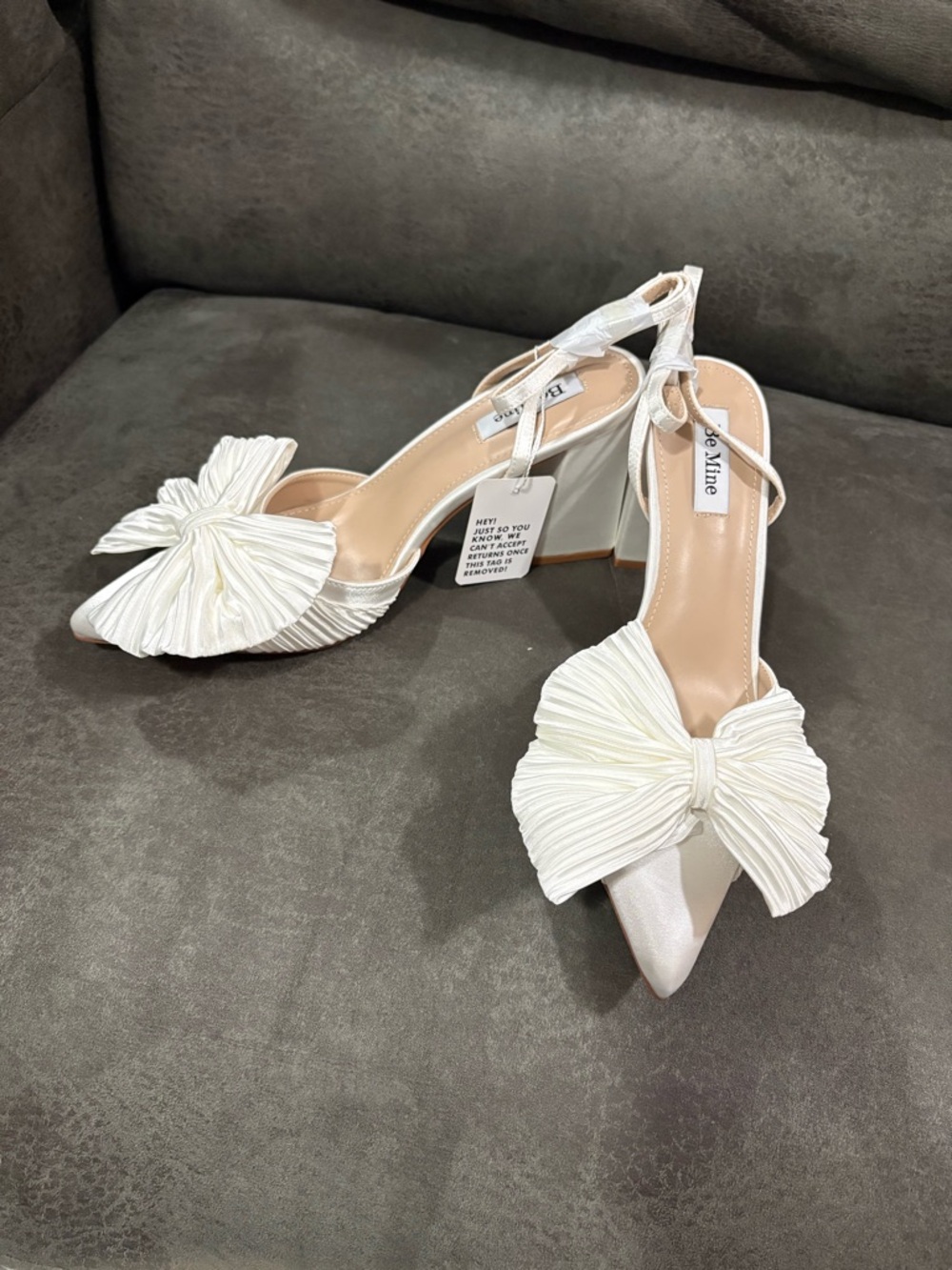 ASOS White Bow Pointed Slingback Heels